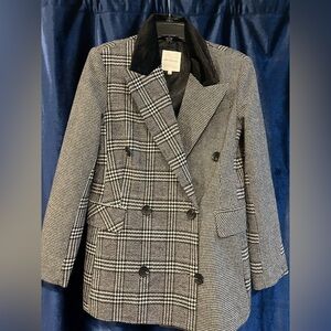 Avec Les Filles Black and White Plaid Blazer